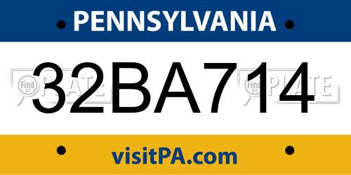 32BA714 Pennsylvania License Plate