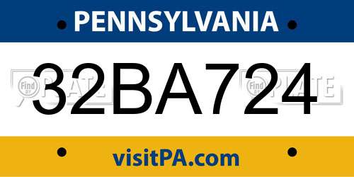 32BA724 Pennsylvania License Plate