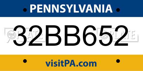 32BB652 Pennsylvania License Plate