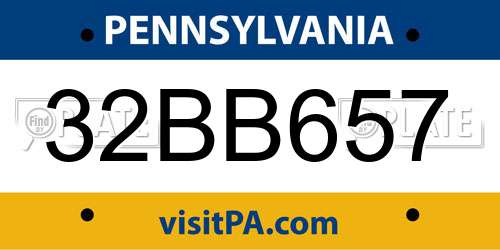 32BB657 Pennsylvania License Plate