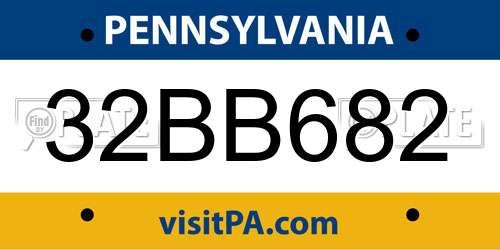 32BB682 Pennsylvania License Plate