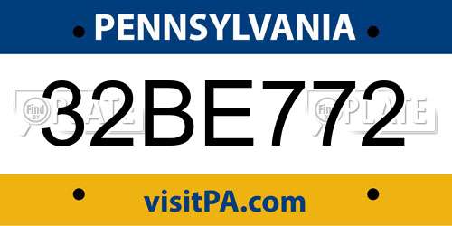 32BE772 Pennsylvania License Plate