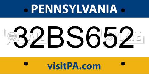 32BS652 Pennsylvania License Plate