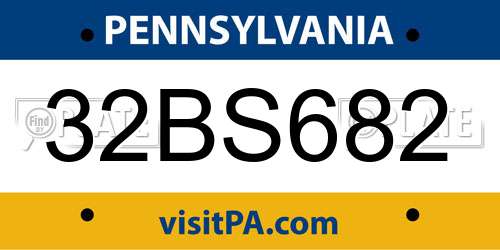 32BS682 Pennsylvania License Plate