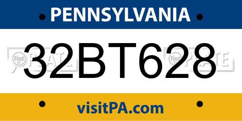 32BT628 Pennsylvania License Plate