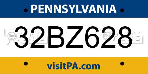 32BZ628 Pennsylvania License Plate