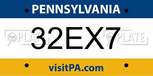 32EX7 Pennsylvania License Plate
