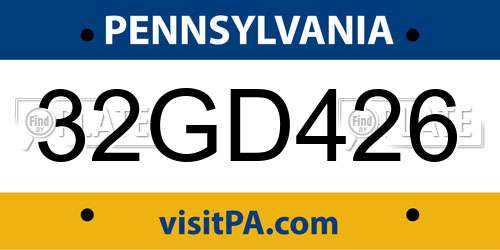 32GD426 Pennsylvania License Plate