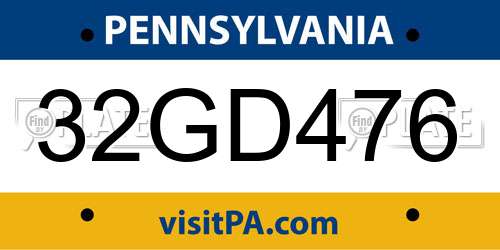 32GD476 Pennsylvania License Plate