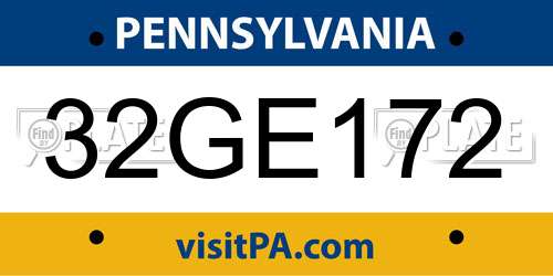 32GE172 Pennsylvania License Plate