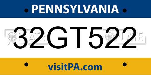 32GT522 Pennsylvania License Plate
