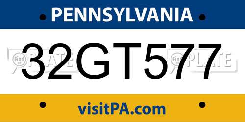 32GT577 Pennsylvania License Plate