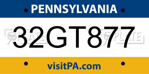 32GT877 Pennsylvania License Plate