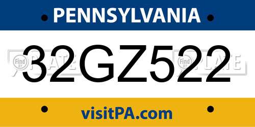 32GZ522 Pennsylvania License Plate