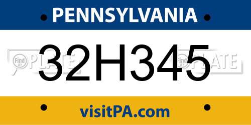 32H345 Pennsylvania License Plate
