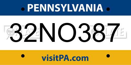 32NO387 Pennsylvania License Plate