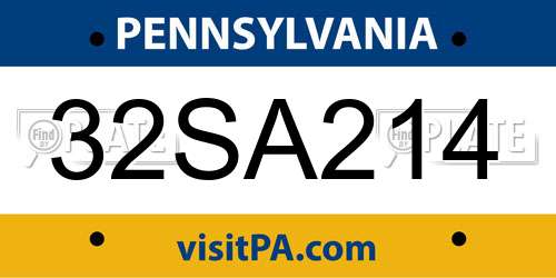 32SA214 Pennsylvania License Plate