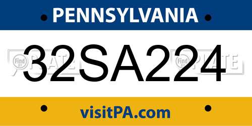 32SA224 Pennsylvania License Plate