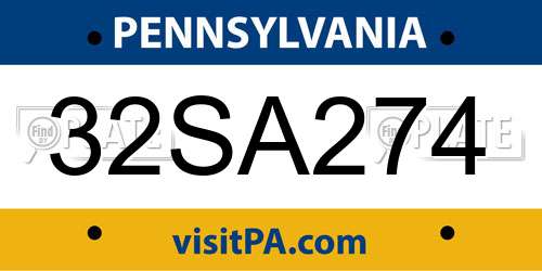 32SA274 Pennsylvania License Plate
