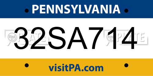 32SA714 Pennsylvania License Plate