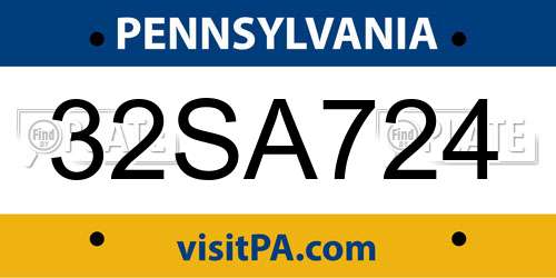 32SA724 Pennsylvania License Plate