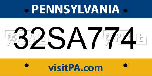 32SA774 Pennsylvania License Plate