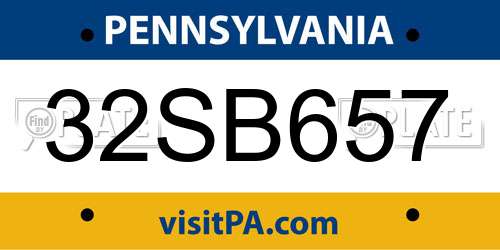 32SB657 Pennsylvania License Plate