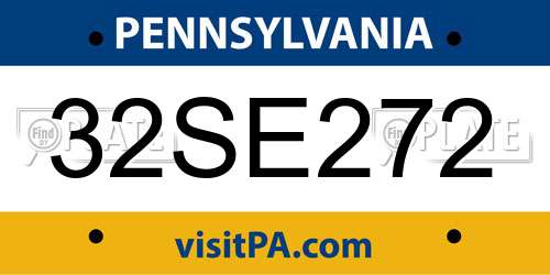 32SE272 Pennsylvania License Plate