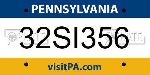 32SI356 Pennsylvania License Plate