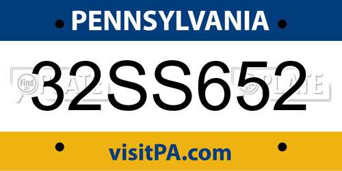 32SS652 Pennsylvania License Plate