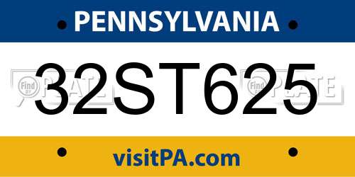 32ST625 Pennsylvania License Plate