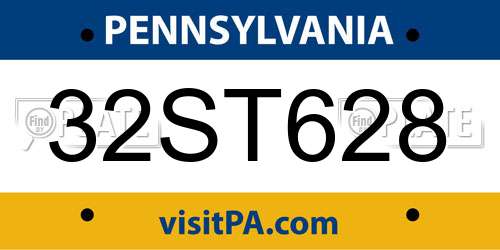 32ST628 Pennsylvania License Plate