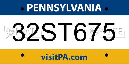 32ST675 Pennsylvania License Plate