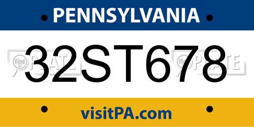 32ST678 Pennsylvania License Plate