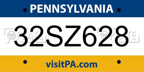 32SZ628 Pennsylvania License Plate