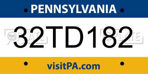 32TD182 Pennsylvania License Plate