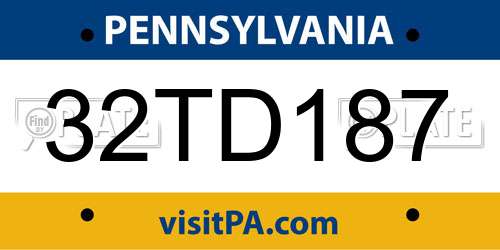 32TD187 Pennsylvania License Plate