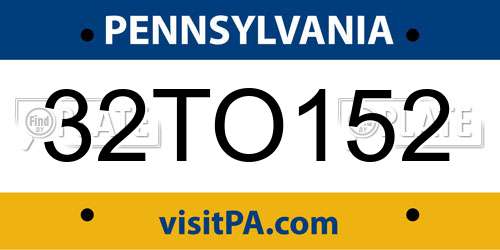 32TO152 Pennsylvania License Plate