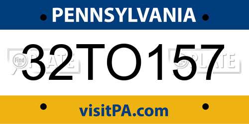 32TO157 Pennsylvania License Plate