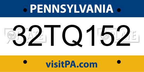 32TQ152 Pennsylvania License Plate
