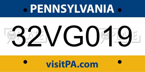 32VG019 Pennsylvania License Plate