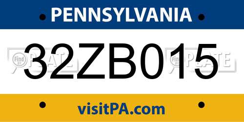 32ZB015 Pennsylvania License Plate