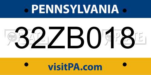 32ZB018 Pennsylvania License Plate
