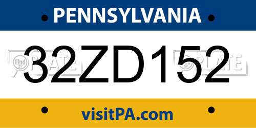32ZD152 Pennsylvania License Plate