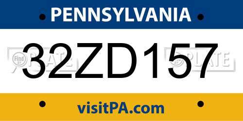 32ZD157 Pennsylvania License Plate