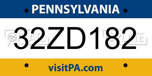 32ZD182 Pennsylvania License Plate