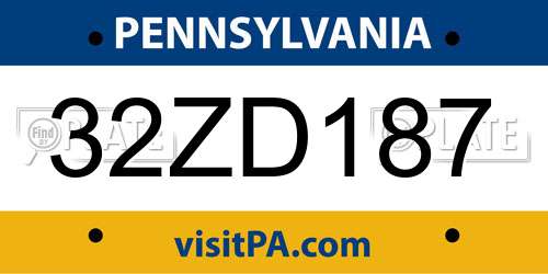 32ZD187 Pennsylvania License Plate