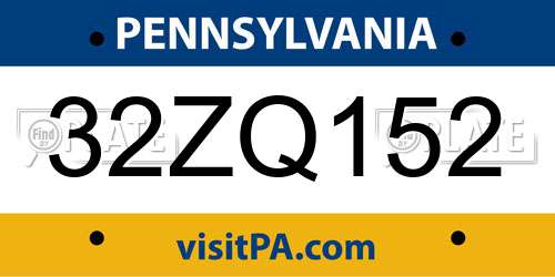 32ZQ152 Pennsylvania License Plate