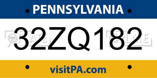 32ZQ182 Pennsylvania License Plate