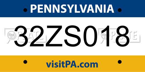 32ZS018 Pennsylvania License Plate